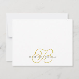 Elegante Gold Monogram Flat Note Card Mitteilungskarte