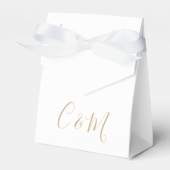 Elegante Gold Monogram Gastgeschenk Hochzeit Box Geschenkschachtel (Vorderseite)