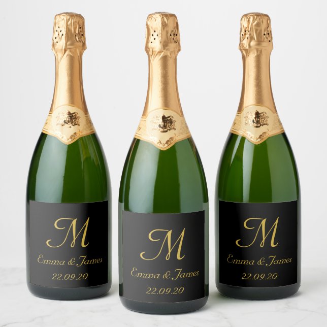 Elegante Gold Monogram Gastgeschenke Hochzeiten Sp (Flaschen)