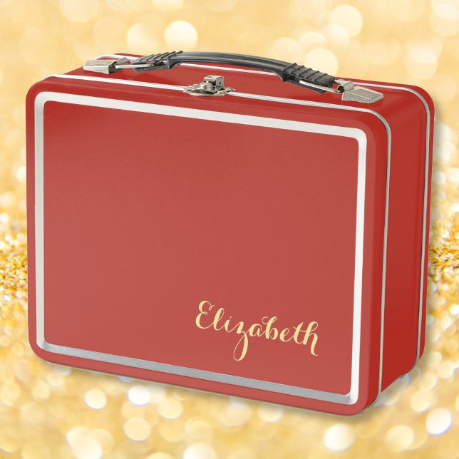 Elegante Gold Monogram Girls Boys Kinder Niedlich  Metall Brotdose (Elegant Gold Monogram Girls Boys Kids Cute School Metal Lunch Box)