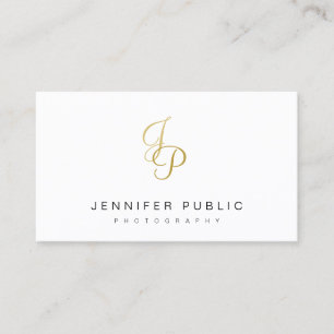 Elegante Gold Monogram Moderne Schlichte Fotografi Visitenkarte