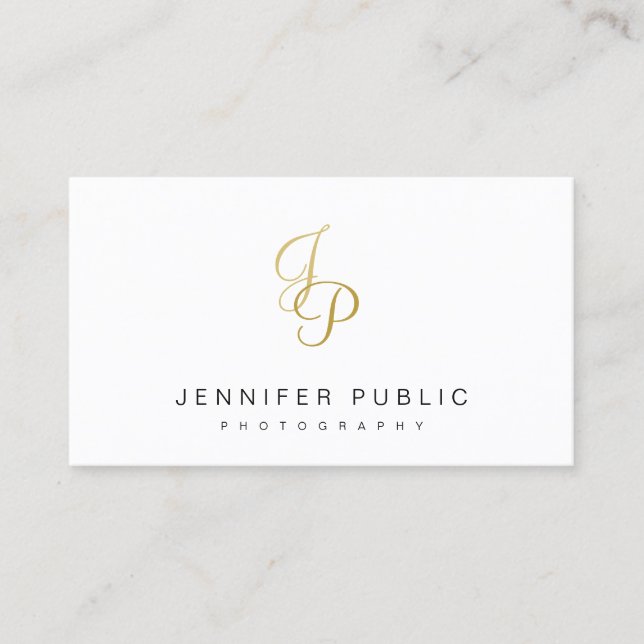 Elegante Gold Monogram Moderne Schlichte Fotografi Visitenkarte (Vorderseite)