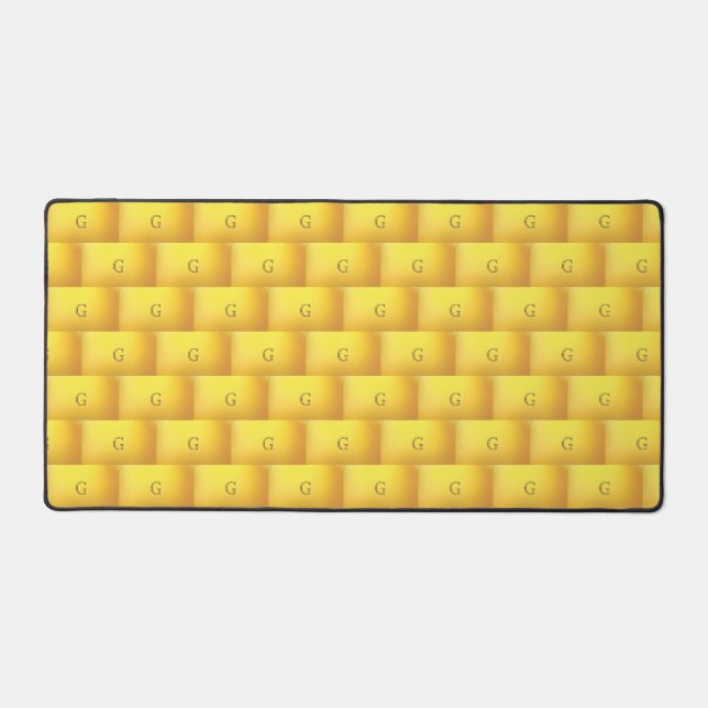 Elegante Gold Monogram Musterschreibmatte Schreibtischunterlage (Vorderseite)