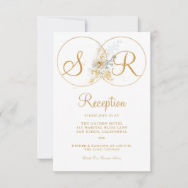 Elegante Gold Monogram Name Initial Empfang Card Einladung
