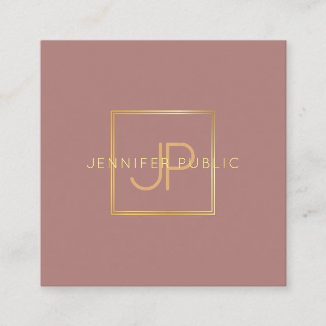 Elegante Gold Monogram Trendy Modern Template Quadratische Visitenkarte (Vorderseite)