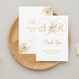 Elegante Gold Monogram Wedding Dankeschön Card