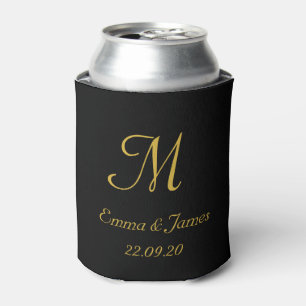 Elegante Gold Monogram Wedding Party Gefallen Dosenkühler