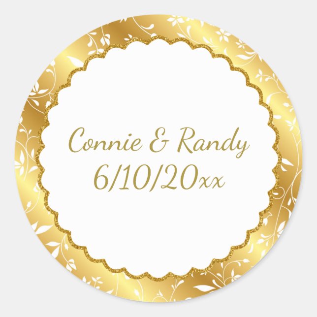 Elegante Gold Monogram Wedding Sticker (Vorderseite)