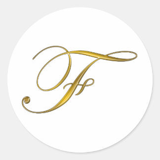 Elegante Gold-Monogramm Anfangsbuchstabe F Umschla Runder Aufkleber