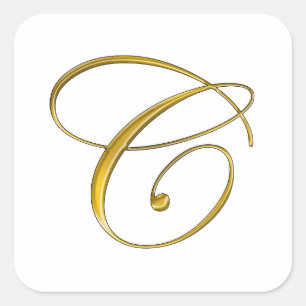 Elegante Gold Monogramm C Aufkleber