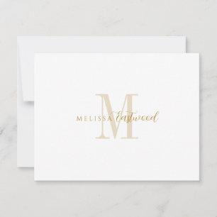 Elegante Gold-Monogramm-Schrift-Serifen Mitteilungskarte