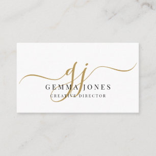 Elegante Gold-Monogramm-Unterschrift Kreativdirekt Visitenkarte