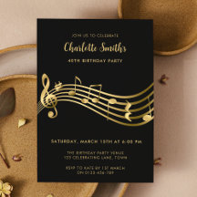 Elegante Gold Musiknoten 40. Geburtstag Schwarz