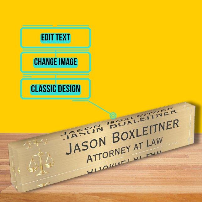 Elegante Gold Name Plate für einen Anwalt Namensplakette (Please enjoy our design and see the others in the collection.)