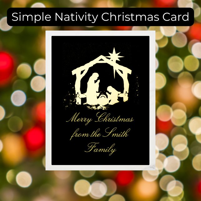 Elegante Gold Nativity Weihnachtskarte Folien Feiertagspostkarte (Von Creator hochgeladen)