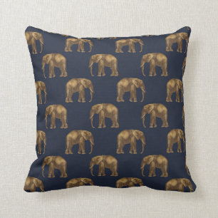 Elegante Gold Navy Blue Elephant Print Kissen