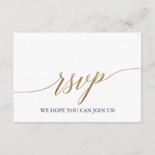 Elegante Gold & Navy Blue Menü RSVP Karte
