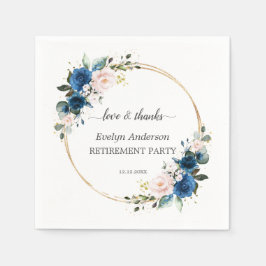 Elegante Gold Navy Blue Pink Blume Rente Serviette