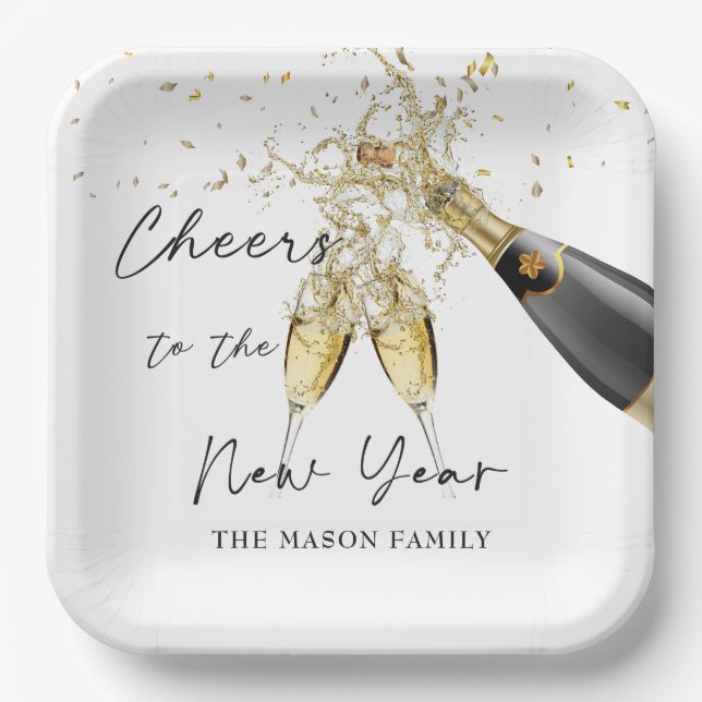 Elegante Gold New Year Party Paper Teller (Vorderseite)