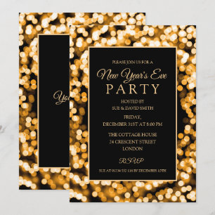 Elegante Gold New Year's Eve String Lights Einladung