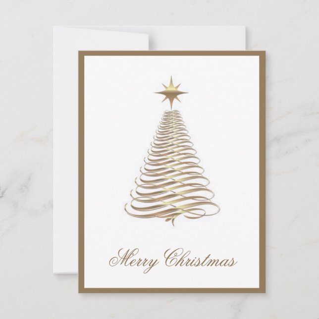 Elégante Gold Noël Arbre de Noël Carte de Noël (Devant)