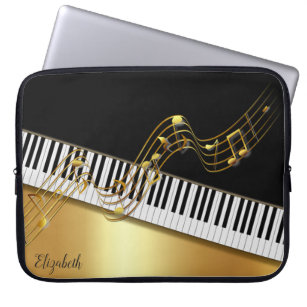 Elegante Gold Notes,Piano Keys -Personalisiert Laptopschutzhülle