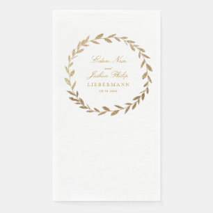 Elegante Gold Olive Branch Wreath Wedding Serviette
