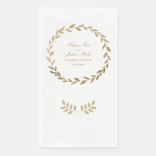 Elegante Gold Olive Branch Wreath Wedding Serviette