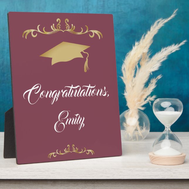 Elegante Gold Ornament Herzlichen Glückwunsch Grad Fotoplatte (Seite)