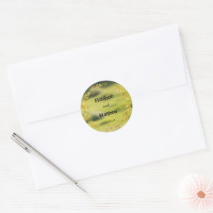 Elegante Gold Overlay Blume Rustikale Hochzeit Runder Aufkleber