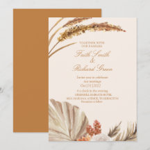 Elegante Gold Pampas Grass Wedding Einladungen