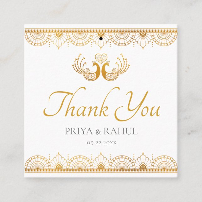 Elegante Gold Pattern Indian Wedding Gift Tag (Vorderseite)
