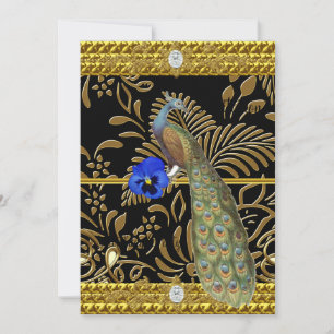 Elegante Gold Peacock Einladung