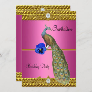 Elegante Gold Peacock Einladung