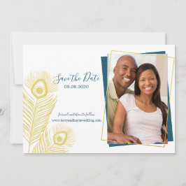 Elegante Gold Peacock Save the Date Hochzeit