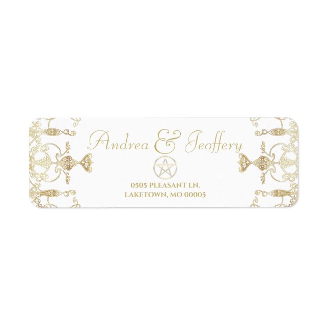 Elegante Gold Pentagramm Pagan Rücksendeadresse (Vorne)