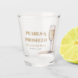 Elegante Gold-Perlen- und Prosecco-Brautparty Schnapsglas
