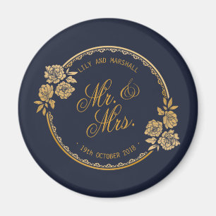 Elegante Gold Personalisiert Wedding   KÜHLSCHRANK Magnet