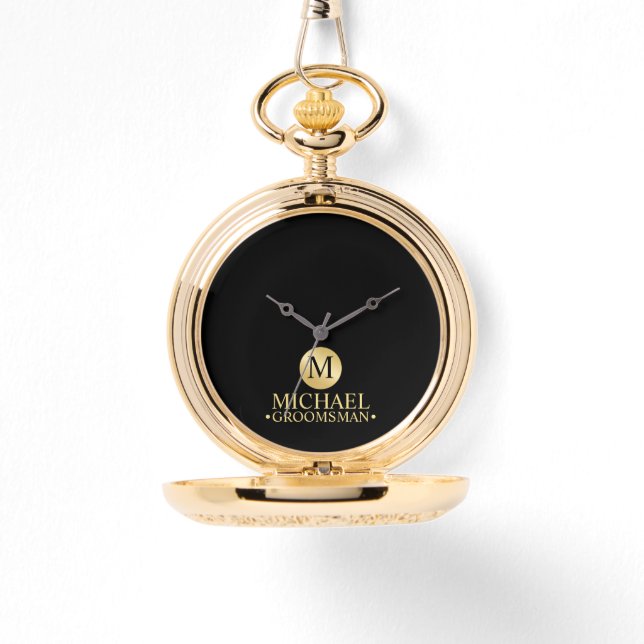 Elegante Gold Personalisierte Trauzeugen Armbanduhr (Vorderseite)