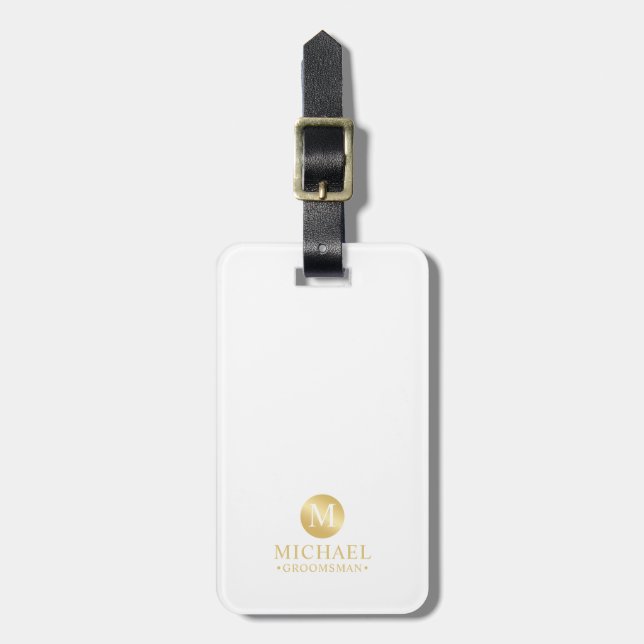 Elegante Gold Personalisierte Trauzeugen Gepäckanhänger (Vorderseite vertikal)