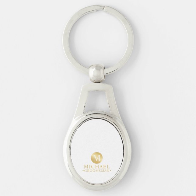 Elegante Gold Personalisierte Trauzeugen Schlüsselanhänger (Vorderseite)