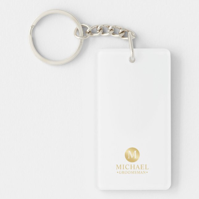 Elegante Gold Personalisierte Trauzeugen Schlüsselanhänger (Vorderseite)