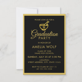 Elegante Gold Pharmacist Graduation Party Einladung