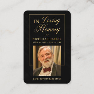 Elégante Gold Photo Sympathy Funeral Prayer Cartes