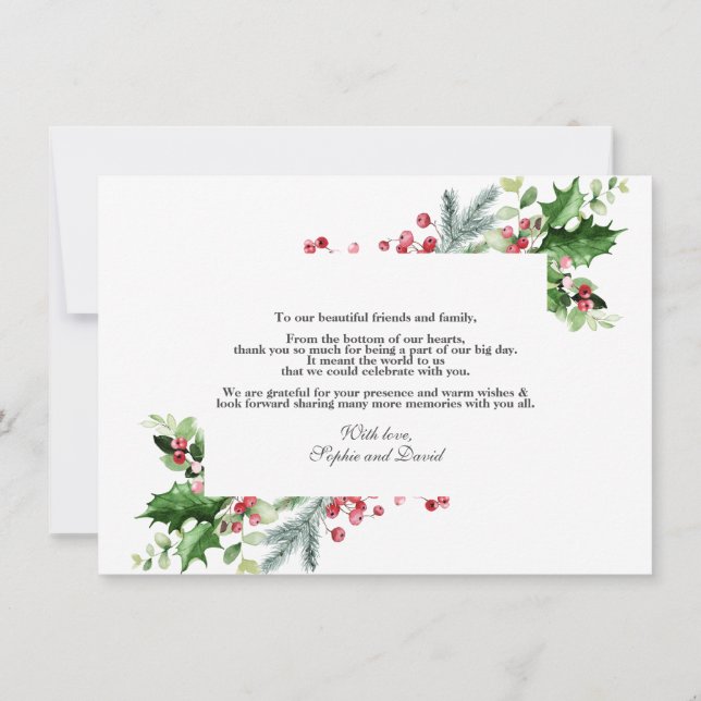 Elegante Gold Pine Berry Weihnachten Dankeskarte (Rückseite)