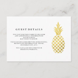 Elegante Gold Pineaple Wedding Guest Details Begleitkarte