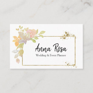 *~* Elegante Gold Pink Lavendel Wasserfarbe Blume Visitenkarte