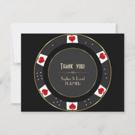 Elegante Gold Poker Chip Hochzeit Vielen Dank Postkarte