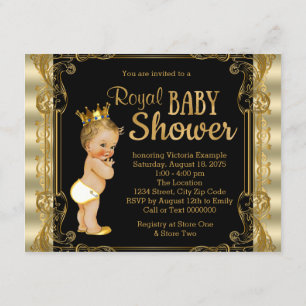 Elegante Gold Prince Baby Dusche Einladung