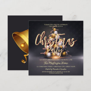 Elegante Gold Red Christmas Party Einladung